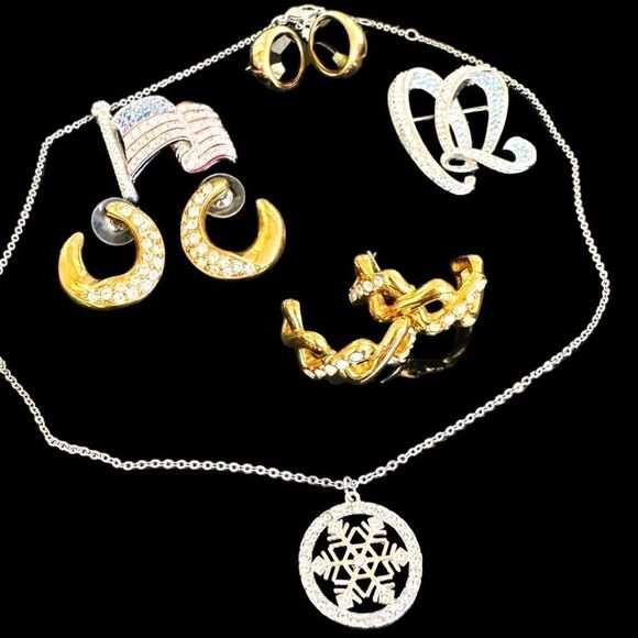 SWAROVSKI CRYSTAL Jewelry Lot Bundle of 6 Signed Swarovski Crystal Pieces Americ - Picture 3 of 9